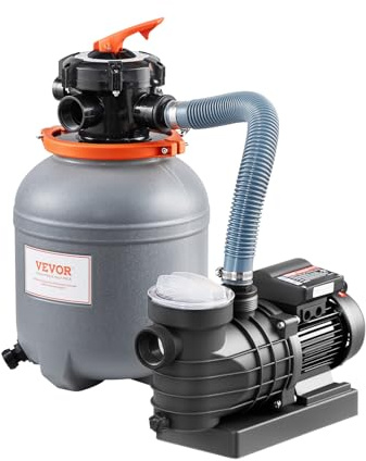 VEVOR 12 Inch 2650 GPH 1/3HP Sand Filter Pump for Above Ground Pool Krystal Clear Sand Filter Pump System with 6-Way Multi-Port Valve and Filter Basket Installation