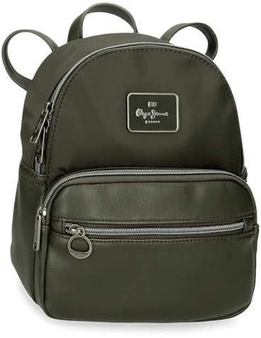 Pepe Jeans Christine Mochila Casual Verde 20x25,5x10 cms Poliéster con Detalles en Piel Sintética by Joumma Bags