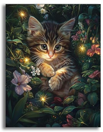 VAIIEYO 5D DIY Katze Diamond Painting, Diamant Painting Bilder Malerei Kits Tier, Malen Nach Zahlen Diamant Home Wand Decor Gemälde Kreuzstich Diamond Dekoration 30x40cm-1=65