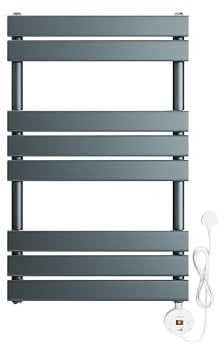 ELEGANT 400W Smart WiFi Thermostatic Bathroom Heated Towel Rail, Vertical Wall-Mounted Electric Radiator with Timer & LCD Display, Energy Efficient, Anthracite 800 x 500mm