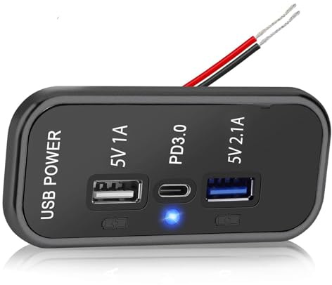ALLWSLucky USB C Steckdose 12V Wohnmobil Ladegerät, PD3.0 & 2,1A & 1A Auto USB Steckdose 12V Einbau Camper für Auto Golfwagen, Boot LKW Wohnwagen