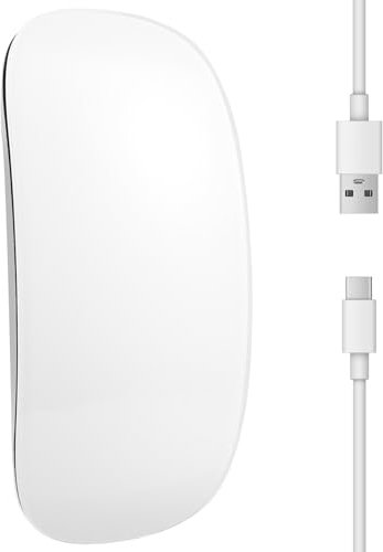 Fuhjythy Bluetooth Wireless Magic Mouse Silent Rechargeable Computer Mouse Slim Ergonomic PC Mice for (White)