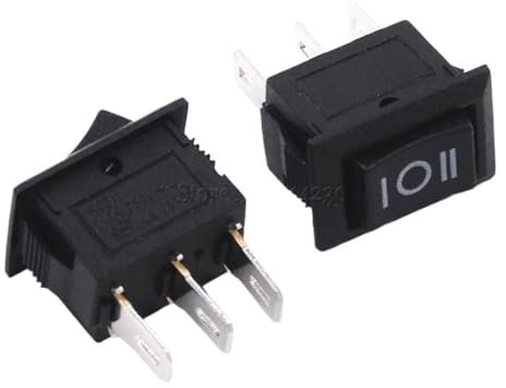 10 interruptores basculantes de 3 pines, 3 A, 250 V, 10 x 15 mm, color negro, encendido y apagado, CA, 10 x 15 mm, miniinterruptores basculantes de encendido.