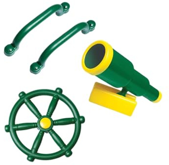 Zymoplas Kids Pirate Telescope Steering Wheel Sturdy Handle Bars for Treehouse Exciting Enhancements for Durable Playtime