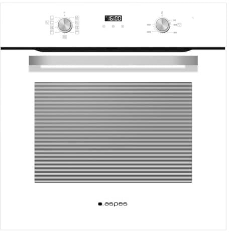 Aspes Horno Multifunción con Ventilador Cristal negro AHM8700DCB. Capacidad 70 Litros, 3000 W, 8 Programas, Interior Esmaltado, Fácil Limpieza, Display LED Manual, Eficiencia Energética Clase A
