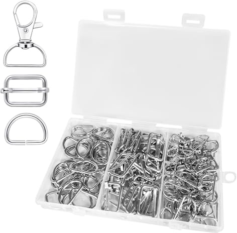 86 Pcs Bulk Bag Hardware Kit - Heavy Duty Metal D Rings, Swivel Snap Hooks & Sliding Buckles for DIY Bag Making, Purse Straps Sewing Supplies