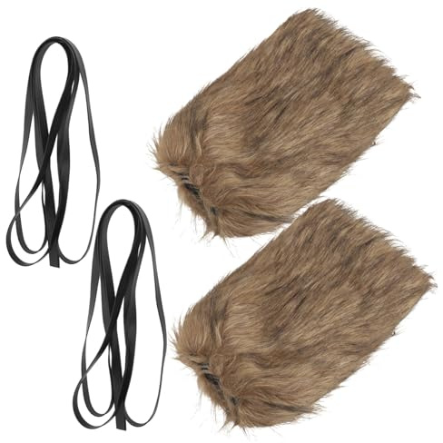 Wikinger Stiefelstulpen 30cm Braun Polyester mit Elastischen Riemen | Unisex für Damen und Herren, Halloween, Cosplay und Karneval, 1 Satz, Sicherer Sitz