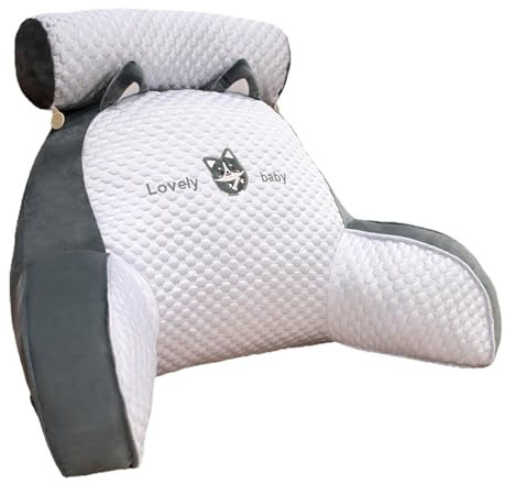 Lesekissen Bettauflage Kissen Mit Abnehmbarer Nackenrolle, Großes Rückenkissen Mit Armlehnen Und Nackenstütze Lesekissen, Komfort Lesekissens Für Bett Couch Oder Boden-Rückenlehne 60×40cm/70×50cm