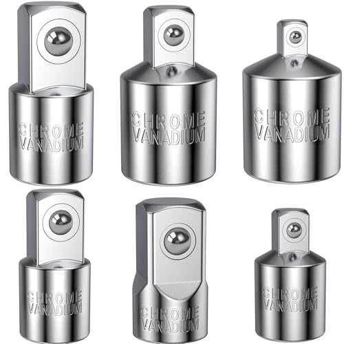 YOOPIN 6 Stück Stecknuss Adapter Set, 1/2-1/4-3/8, Silber | Steckschlüssel und Ratschen Adapter. Für Drehmomentschlüssel