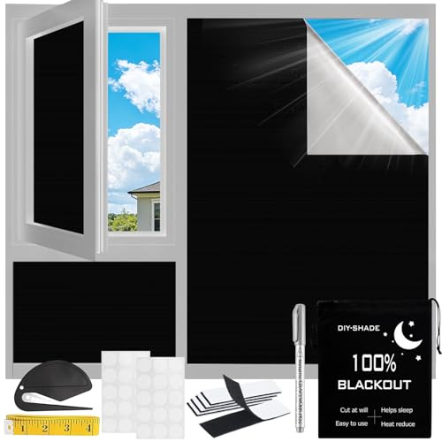 Tessuto Oscurante per Finestre, Tenda Senza Forare Da Tetto, Pellicola Oscurante per Finestre Protezione Solare e Termica, Nessuna Perforazione Tende Oscuranti– Ideale per Viaggi (200 x 145 cm)