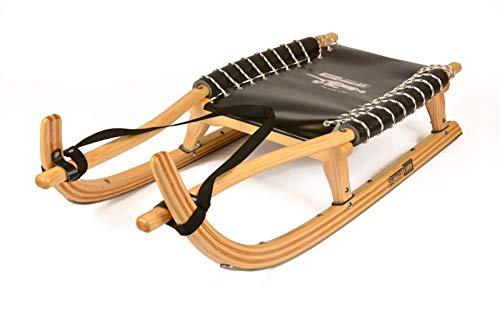 German Luge Freizeitrodel 105 cm Farbe natur/Edelstahlschiene/Sitz schwarz