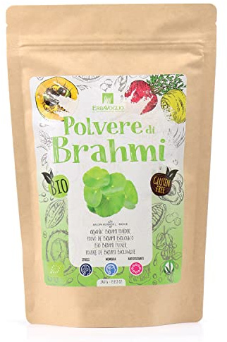 Erbavoglio Polvere di Brahmi Bio - 250 g - Alimento biologico - Supporta la memoria e la concentrazione, ideale per migliorare la salute mentale e ridurre lo stress.