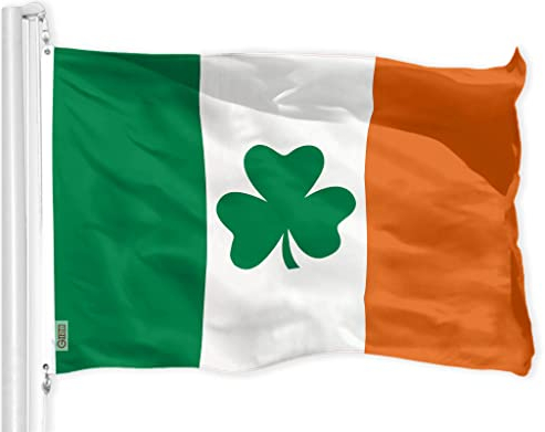 G128 drapeau irlandais (shamrock) | 3x5 pieds | imprimé - intérieur/extérieur, polyester, qualité œillets en laiton