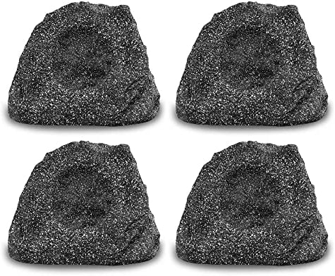 Pronomic 4er Set SSP-1100 GR Outdoor-Lautsprecher (4 Stück Outdoor-Speaker in Stein-Optik, 4 x 50 Watt, Schutzklasse IP56, 2-Wege-System) grau