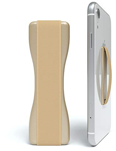 EAZY CASE Premium Smartphone Finger Halterung - Selbstklebender Handy Griff, Smartphonehalter, Selfie Handyhalter, Fingerhalterung - auch geeignet für e-Reader und kleine Tablets, Gold