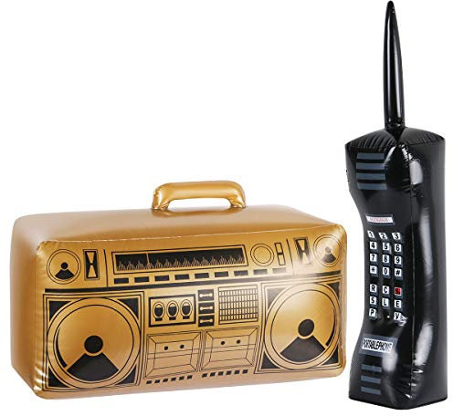 Aufblasbare Handy und Radio Boombox - 80er 90er Jahre Party Dekorationen Supplies Cosplay Requisiten - Rappers Hip Hop B-Boys Kostüm Zubehör