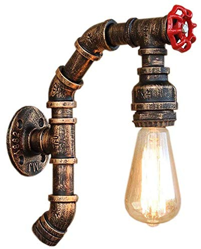Vintage Wandlampe Industrielle Wasserleitung Retro Wandleuchte Metall Wandlampe Ländlich Antik Stil Bar Innen Wandbeleuchtung(Mit Schalter)