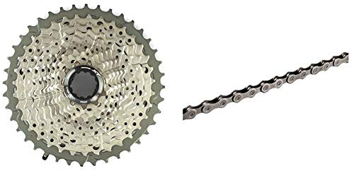 SHIMANO Kassette Deore Xt 11 Fach, Silber, 17 x 17 x 6 cm & CN-HG701 Fahrradkette, grau, 116 Glieder