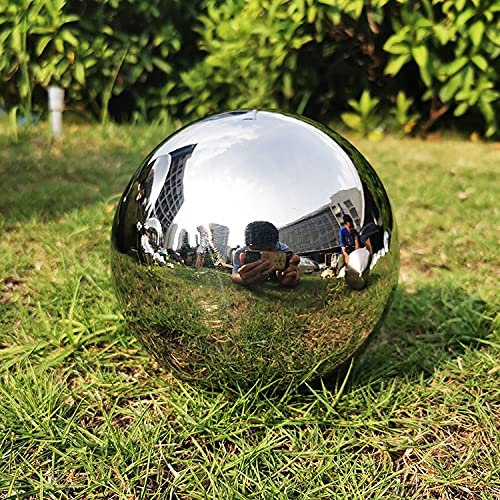 YIWOYI Boule de jardin réfléchissante polie en acier inoxydable - Boule creuse - Décoration pour la maison ou l'extérieur - 300 mm