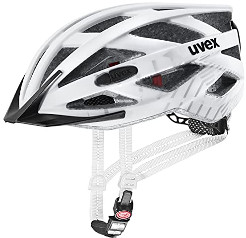 uvex City i-vo - Leichter City-Helm für Damen und Herren - individuelle Größenanpassung - inkl. LED-Licht - White - Black matt - 52-57 cm