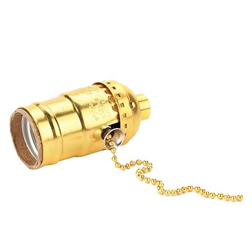 Haofy Douille de Lampe, Douille de Lumi¨¨re Vintage E27 avec Cha?ne de Traction, 1 Pi¨¨ce de Douille de Base ¨¤ Vis Moyenne en Aluminium pour Lampadaire et Lampe de Table ¨¦clairage de Bricolage(Or)