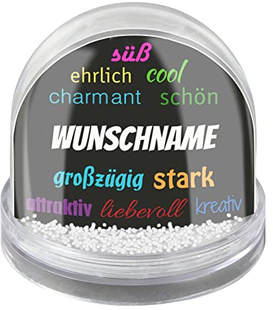 printplanet® - Schneekugel mit eigenen Namen Personalisieren - Motiv: Positive Eigenschaften