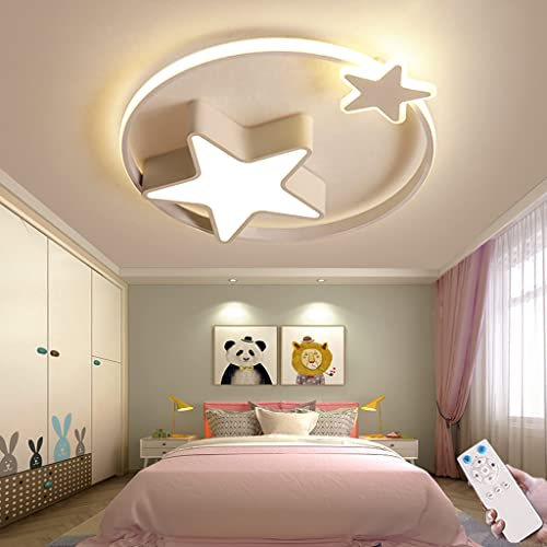RRBEST Dimmbare LED Deckenleuchte für Kinderzimmer 36W Moderne Schlafzimmer Deckenleuchten mit Fernbedienung Dimmbar Weiß Deckenbeleuchtung für Wohnzimmer Esszimmer Büro Pendelleuchte Leuchte (50CM)