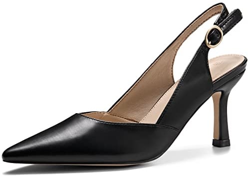 Rilista Women's Kitten Heels Pumps Pointed Closed Toe Wedding Party Dress Slingback Pump Shoes
