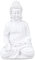 Relaxdays Statua del Buddha Seduto, Figura da Giardino Alta 17,5 cm, Resistente alle Intemperie, Poliresina, Bianco