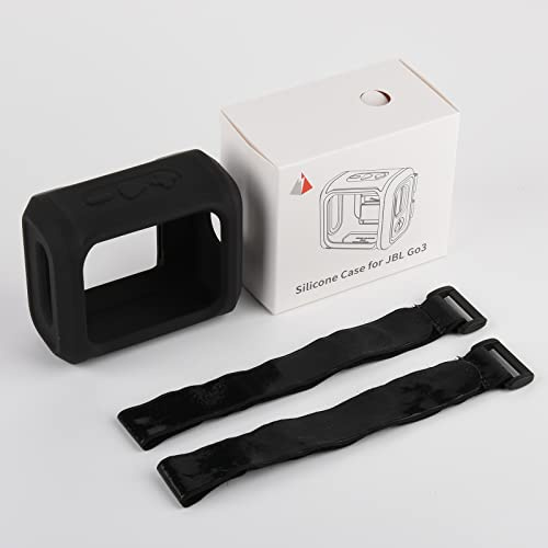 Funda de Silicona + Correa de Soporte de Bicicleta para JBL Go 3, Funda Protectora para Altavoz Bluetooth portátil, Accesorios de Funda Protectora (Negro)