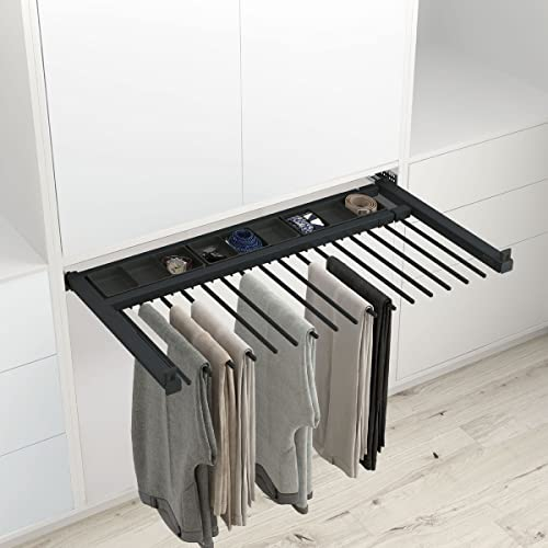 Pantalonero extraíble de fijación lateral acero antracita para acho interior de mueble 600-700mm