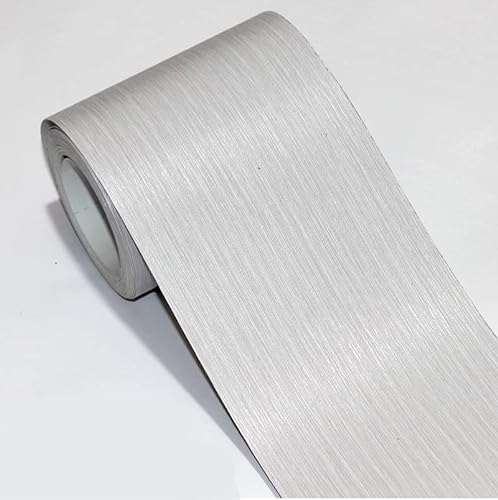 VisitRyl Bordure De Papier Peint Frise Murale Adhesive Bordure Papier Peint Frise Autocollante Pour Cuisine, Salle De Bains, Plafond, Salon, Chambre DéCoration Murale Ligne Gris Clair 10cm X 500cm