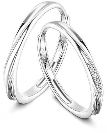 MILACOLATO Anelli Di Coppia In Argento 925 Di Promessa Con Zirconi Per Donna, Anelli Di Fidanzamento Con Diamanti Per Anello Mobius Anelli Aperti e Regolabili Regali Di Gioielleria
