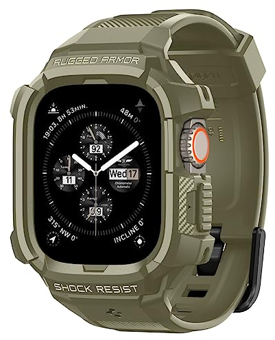 Spigen Funda Rugged Armor Pro con Correa Compatible con Apple Watch Ultra 2 (2023) / Ultra (2022) 49mm - Caqui Vintage
