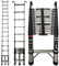 Telescopic Ladder 4.4M Multi-Purpose Extension Ladder with Ladder Hooks, Stainless Steel Loft Ladder with Wall Mounts, Folding 14 Steps Ladder Easy Carry for Indoor Outdoor DIY Tools, Max Load 330Lbs