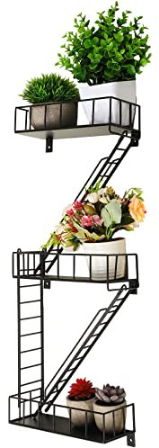 Zonon Wandregal zum Aufhängen, Metallleiter, Dekoration, Cooles Bücherregal, Organizer, schwebende Regale, Actionfiguren-Regal für Zuhause, Schlafzimmer, Display (3 Ebenen)