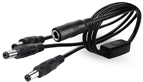 YSJJZRL 45cm 5,5mm x 2,5mm 1 Hembra a 2/3/4 vías Cable Divisor de alimentación CC 12V 5A Y Adaptador de Barril Divisor para cámaras de Seguridad Monitor, etc. (1 a 3)