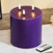 Eywamage 3 Docht Lila Flammenlose Stumpenkerze mit Fernbedienung, Batterie LED Wachs Kerze Φ 6 H 6