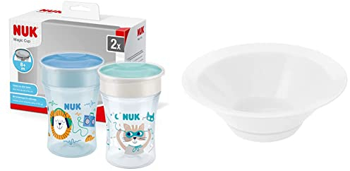 NUK Magic Cup Trinklernbecher | 8+ Monate | 230 ml | auslaufsicherer 360°-Trinkrand | BPA-frei | blau | 2 Stück & Magic Cup Ersatz-Silikondichtscheibe, verhindert Kleckern und Verschütten