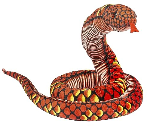 NICEYEA Simulation Schlange Spielzeug Pythonpuppe Kreativer Plüsch Schlange Realistische Schlange Streich Spiel Handpuppe Spielzeug für Tricky Aprilscherz Halloween Spielzeug (Rot 2,8 Meter)