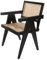 Teak Rattan Sessel NICO SCHWARZ mit Armlehnen | Retro-Stuhl aus Massivholz & Rattan | Armlehnstuhl breit & stabil für Garten Terrasse Küche Lounge Esszimmer | AL2010