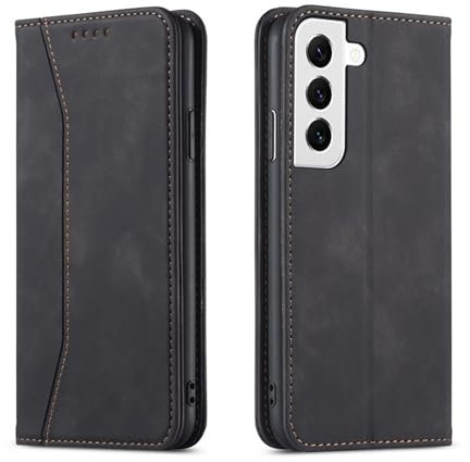 S.Dawezo per Samsung Galaxy S21 FE 5G, Custodia cover pelle PU Flip Case magnetico con funzione di stand pieghevole in pelle Card Slot Wallet Case per Samsung Galaxy S21 FE, Nero
