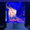 Tokusyou Wandteppich Schwarzlicht UV Reaktive Psychedelic Tapisserie Wandtuch Straßenszene Menschen Sternenhimmel Landschaft Tapestry Wandbehang Dekoration für Schlafzimmer Wohnzimmer, 150x210cm