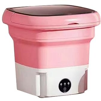 Lisher Mini lavadora portátil pequeña lavadora para apartamentos plegable camping viaje, color rosa