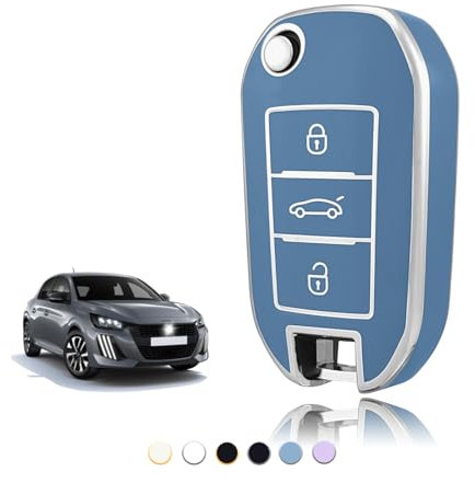 TOOMUME Coque Clé TPU, Etui Clé Étui Clé Adapté pour Peugeot 208 308 508 2008 3008 Rifter Citroen C3 C4 Cactus Berlingo Picasso Xsara Jumpy, Couvre Clef Cache Cle Voiture Telécommande - Flip Key