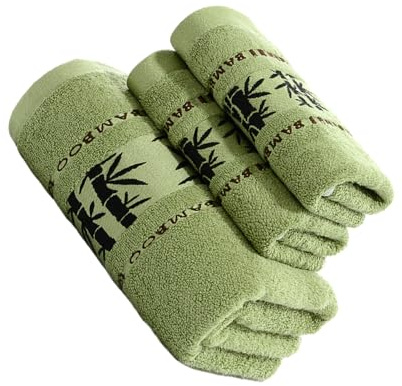 Allayu Luxuriöses Handtuch Set aus Bambusfaser, weich und saugfähig, für Badezimmer zu Hause, weich und bequem, Premium Handtuch Set aus Bambusfaser, Schwarzgrün