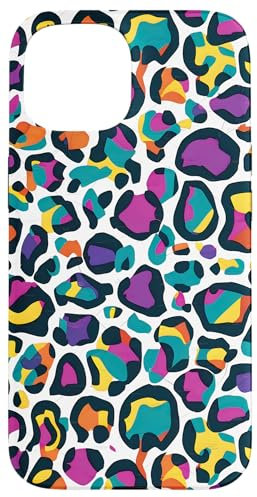 iPhone 15 Women's Girly Leopard Cheetah Rainbow Color Graphic Print Case
