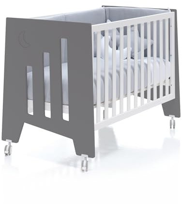 Alondra Beistellbett 60x120 cm Bicolor – Babybett 120x60. Kinderbett Gitterbett 60 x 120 höhenverstellbar. Umbaubar zu Gitterbett & Kinderschreibtisch. Omni 3 in 1. (Andracite).
