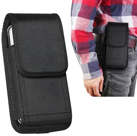 Porta Custodia da Cintura per Cellulare, Compatibile con iPhone 11, 12, 13, 14, 15 / Pro e Altri Smartphone da 4,5 a 5,1 Pollici, Multifunzionale, in Nylon Robusto con Supporto Verticale e Orizzontale