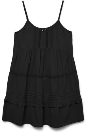 VERO MODA Damen Vmpretty Short Singlet Dress WVN Ga Noos, Black, Small